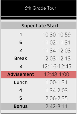Super Late Schedule