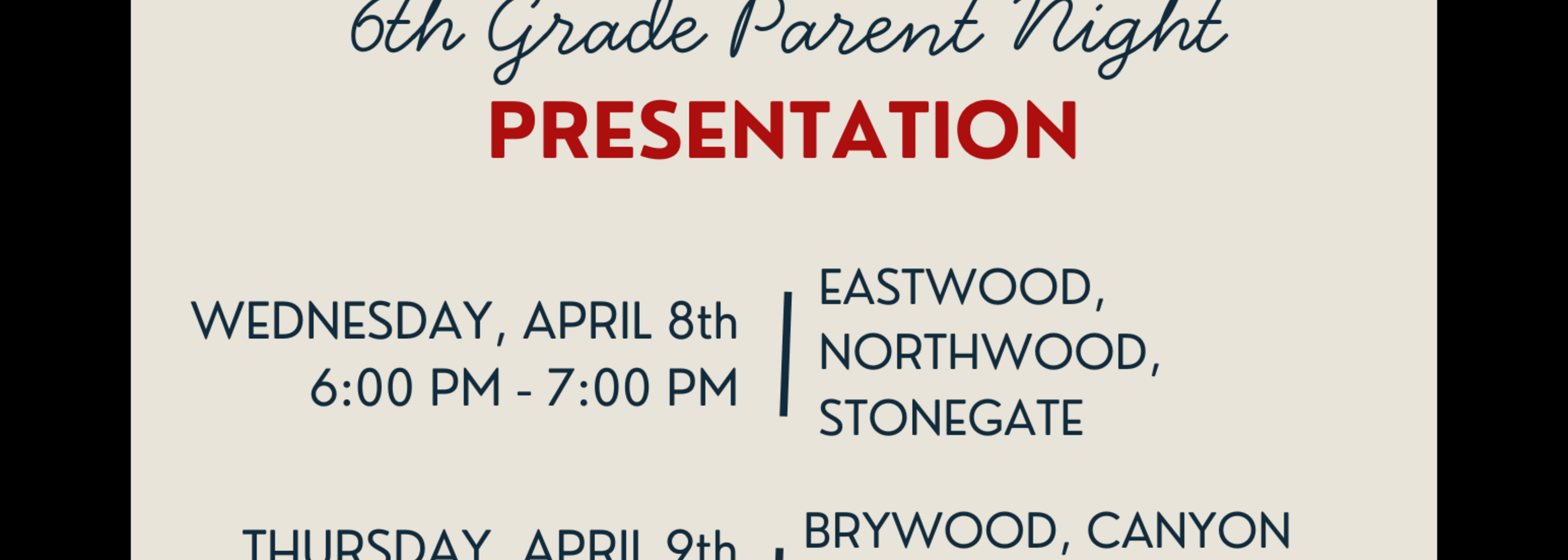 6th grade parent night presentation