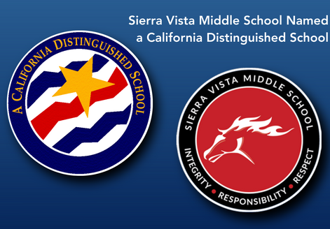 Sierra Vista recognized as a California Distinguished School, with their logo displayed.